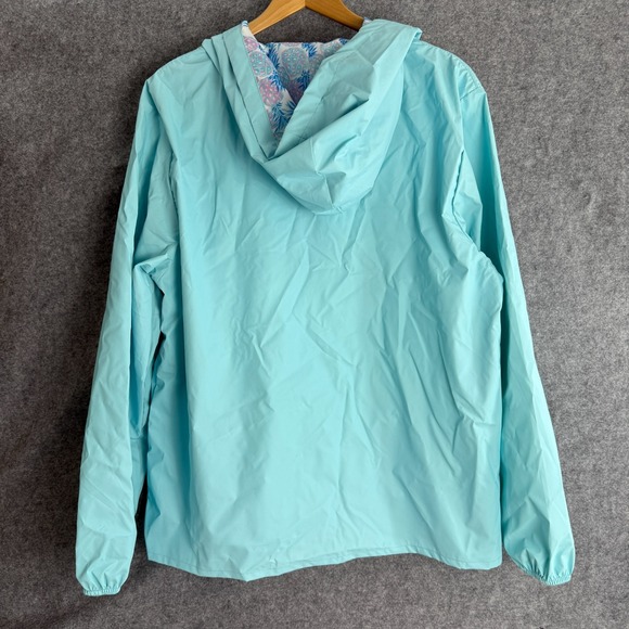 Simply Southern Womens Rain Jacket/Coat XXL Pullover 1/4 Zip Hood Light Blue - Picture 2 of 13